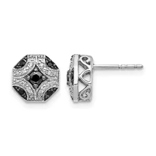 14k White Gold Fancy White and Black Diamond StudEarrings