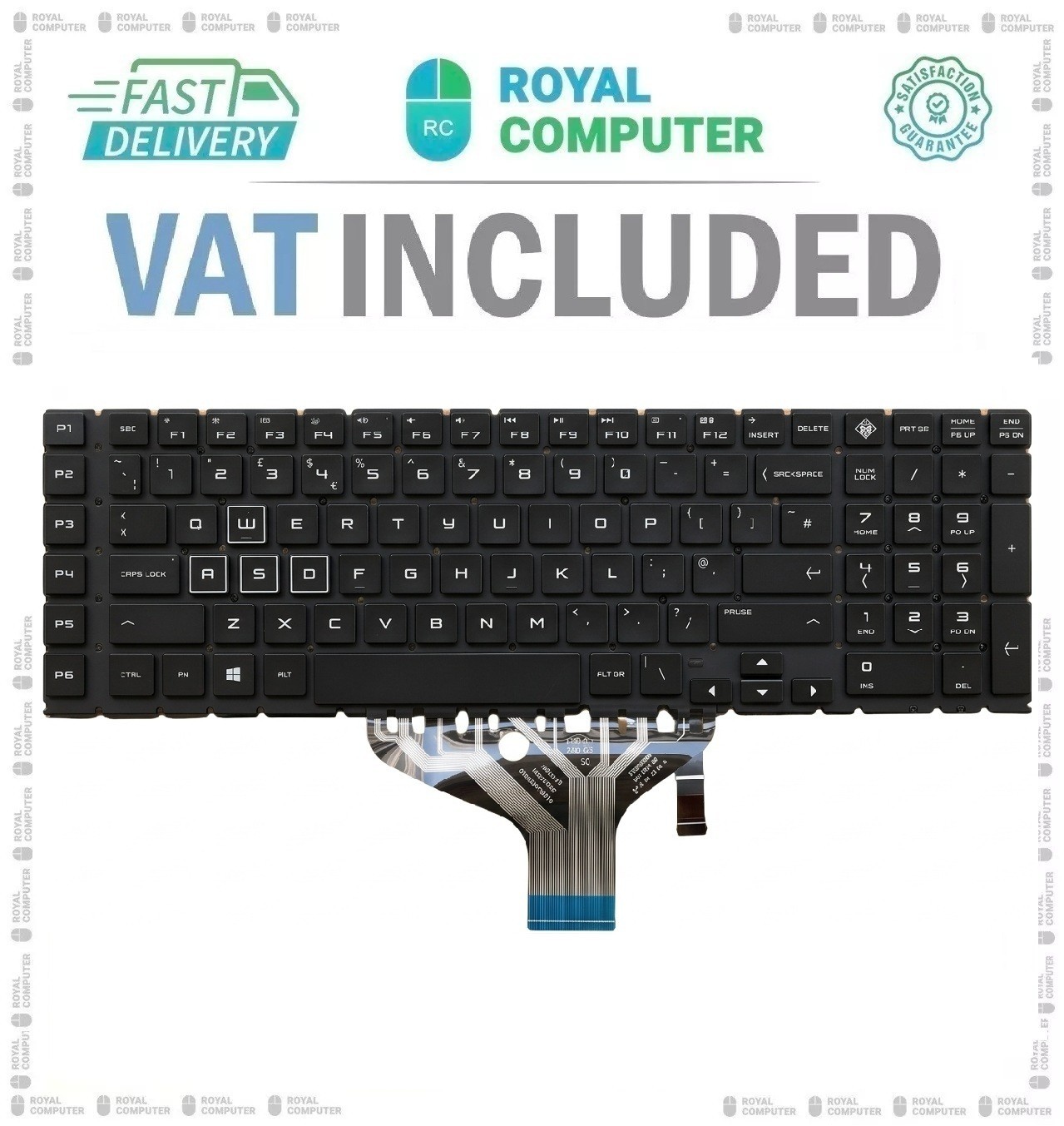 For HP Omen 5 PLUS 6 Plus 17-CB TPN-C144 Laptop Keyboard with RGB Backlit