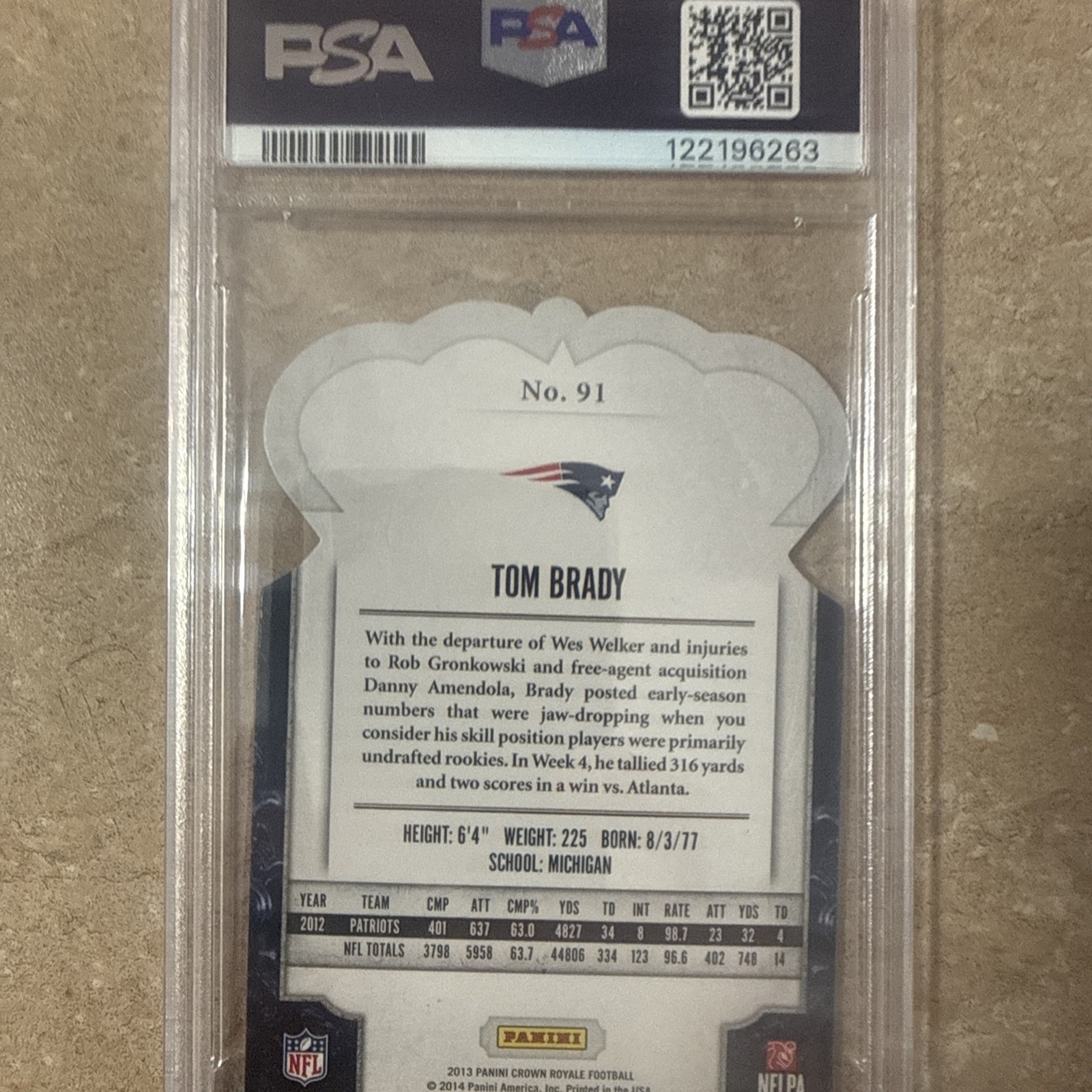 2013 Panini Crown Royale - Tom Brady #91 Silver Holo Die-Cut Crown /199 view 3