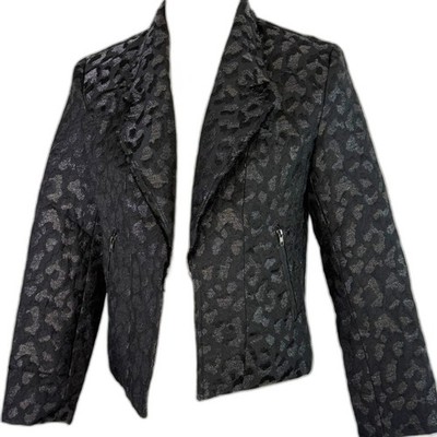Alberto Makali | Black Leopard Baddie Glam Metallic Distressed Jacket | Sz S