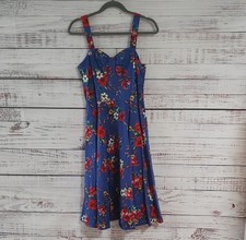Hearts & Roses Blue Floral Swing Dress NWT Size 6