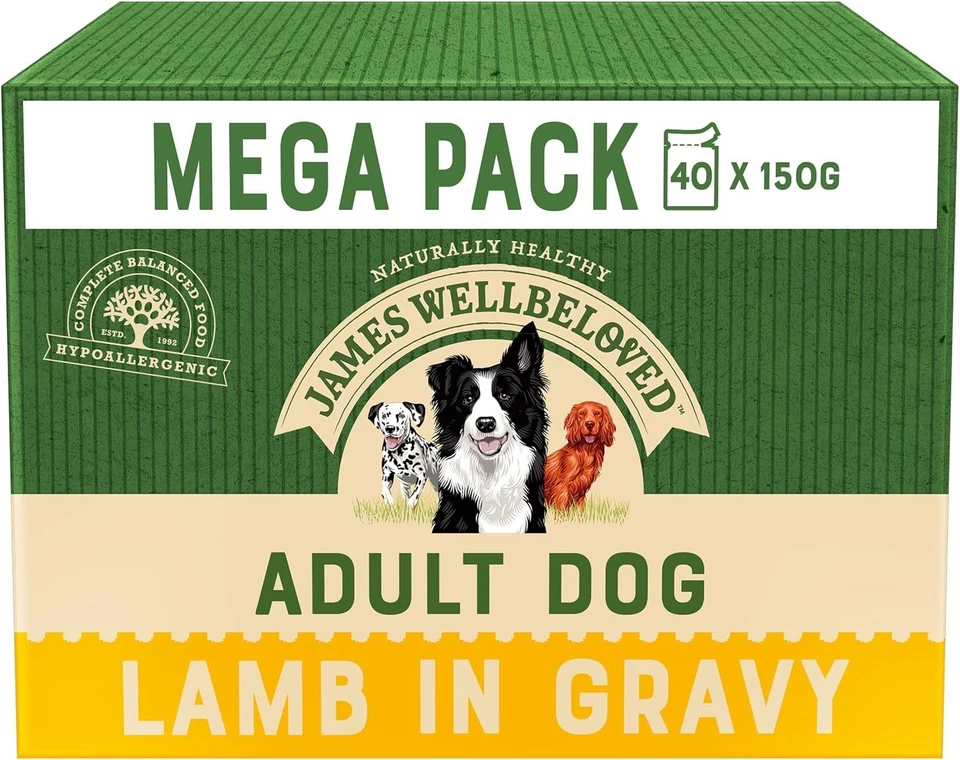 James Wellbeloved Megapack Adult Hund Lamm mit Reis in Soße (40 x 150g)