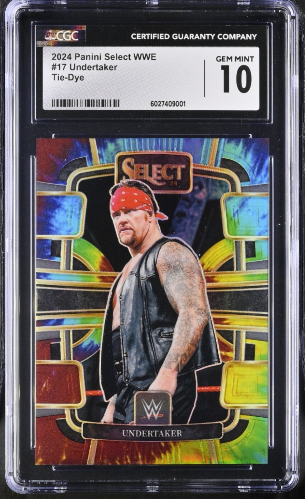 Undertaker 2024 Panini Select WWE #17 Tie-Dye CGC 10 Concourse Card /25 SSP view 1