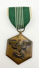 Vintage Military Eagle Medal For Merit Green White Ribbon Pin Badge Insignia GI