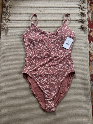 Andie swim snap one piece suit ditsy floral dusty rose pink women s XL NWT NEW