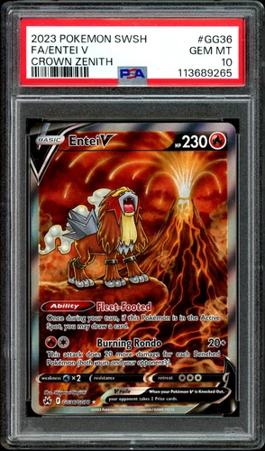 Pokémon Entei V GG36/GG70 Crown Zenith Ultra Rare Full Art Holo PSA 10