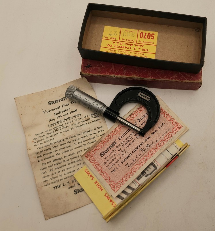 STARRETT #436- 1 INCH MICROMETER In Original  Box- With Original Paperwork