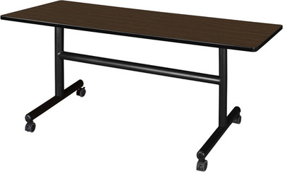 Flip-Top Mobile Training Table - 60x30'' with Locking Casters, Neo Walnut