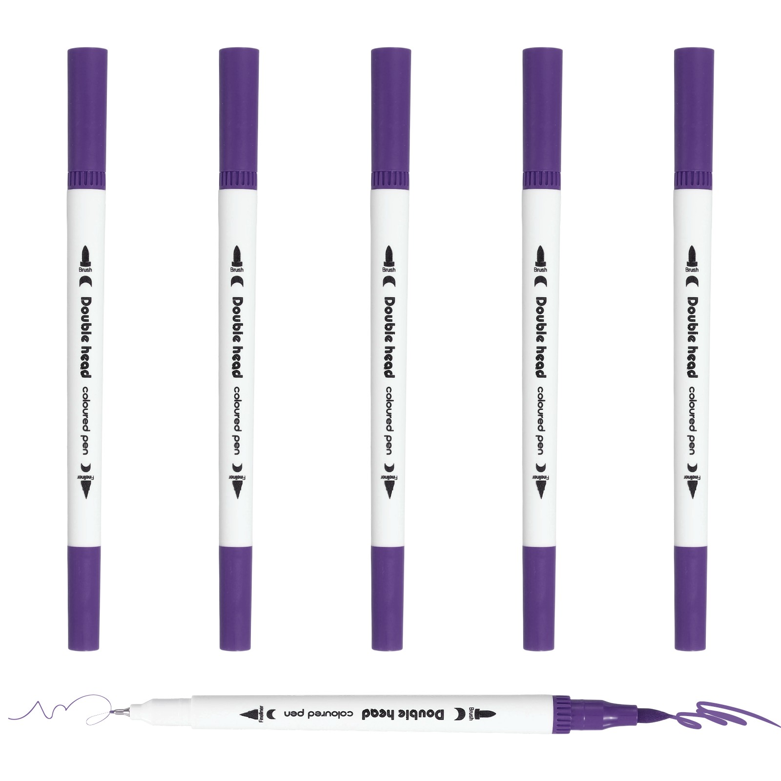 6Pack Dual Brush Markers Dark Purple Watercolor Fine and Brush Tips Pens