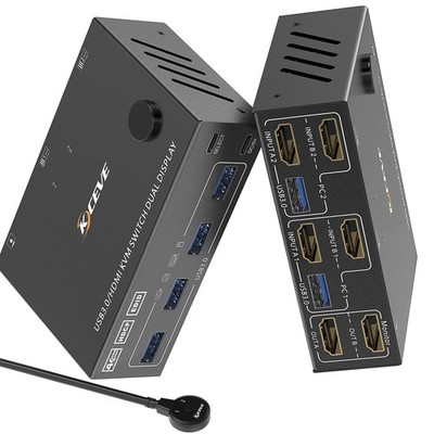 KCEVE KVM Switch 2 PC an 2 HDMI Monitore USB 3.0 Umschalter 4K60