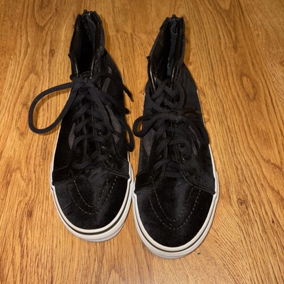 Vans SK8-Hi Zip Shoes Youth Sz 3 Black Suede Sneakers