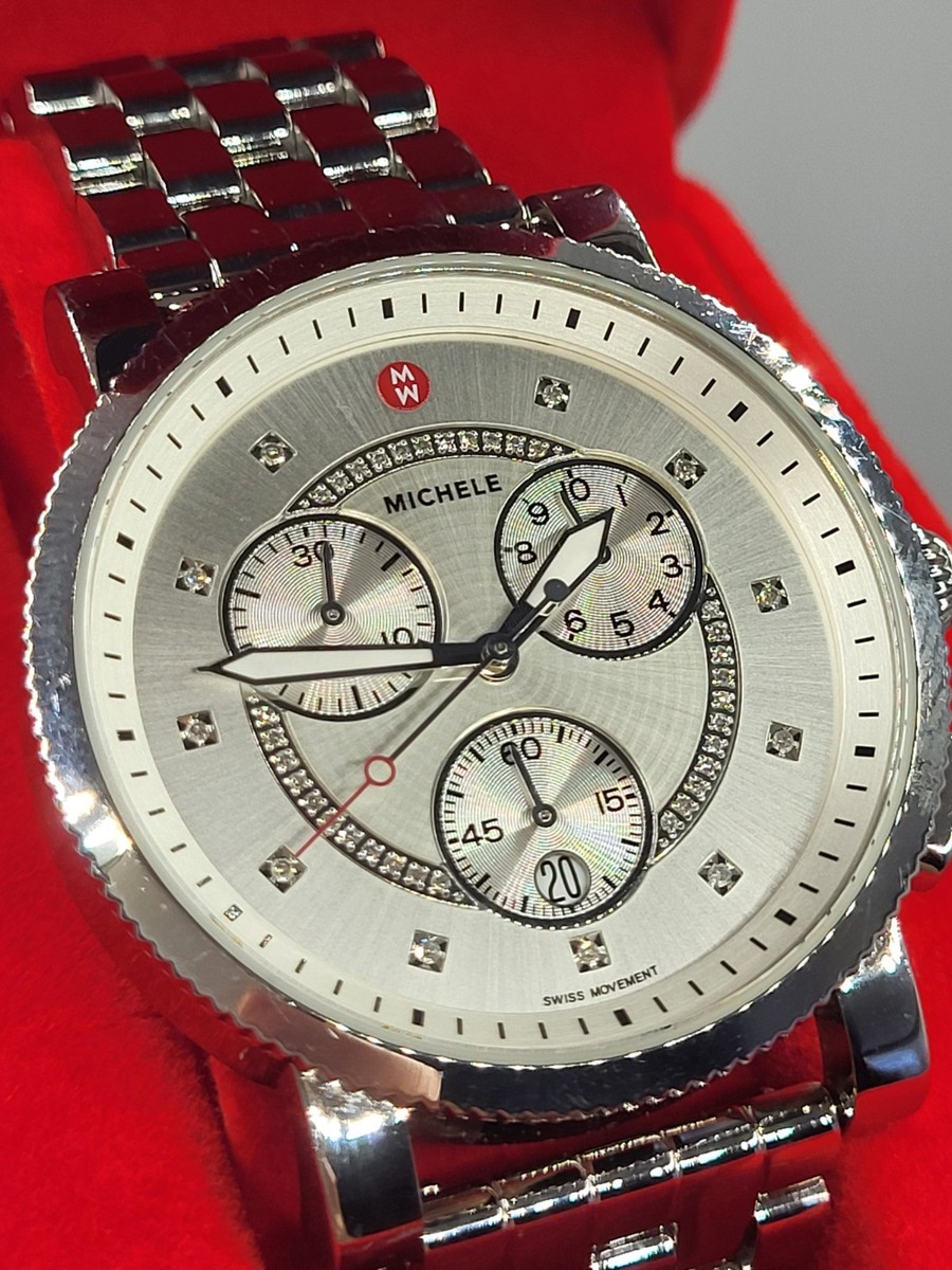 NEAR MINT ] Michele Diamond Sport Sail Silver Bracelet Watch  display picture 3