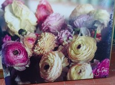 quadro olio su tela grande, ranuncoli, antiquariato