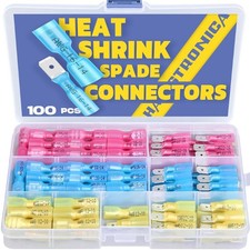 100pcs Heat Shrink Spade Connectors,AWG 22-10 Quick Disconnect Wire Connector...