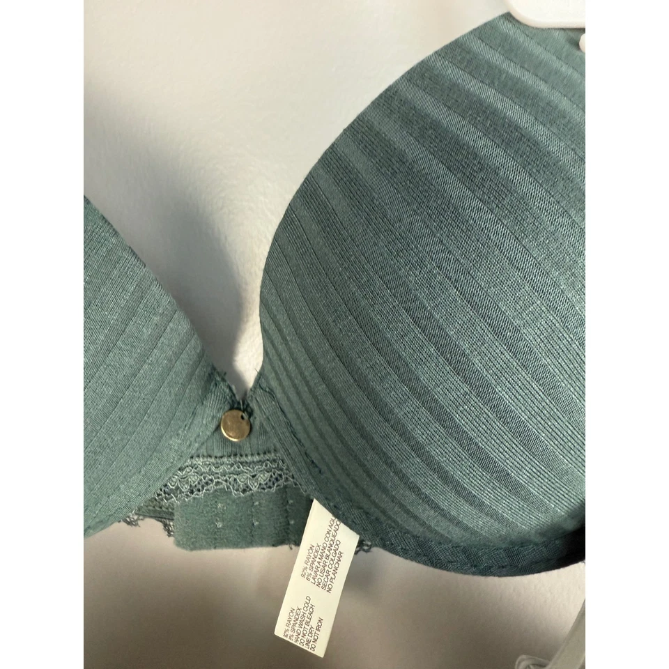 Paquete de 2 sujetadores de cobertura completa Laura Ashley 36B acanalados gris verde ribete de encaje nuevo sin etiquetas Foto 3 de 4