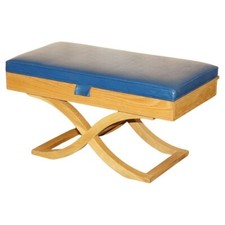 EXQUISITE DAVID LINLEY OSTRICH LEATHER SATINWOOD HALL BENCH SEAT LUGGAGE RACK