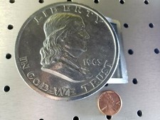 Large Vintage 3” 1965 Franklin Half Dollar 1970s New Old Stock, Made in USA!