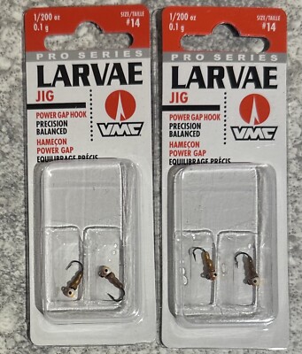 2 Packs VMC Pro Series Larvae Ice Fishing Jig Mayfly 1/200 OZ