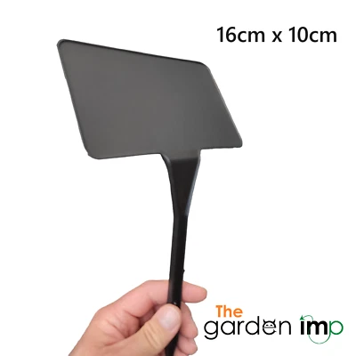 THE GARDEN IMP Plant Labels Blackboard Large Angled Head Plastic Strong Stake ID Marker 16x10cm
