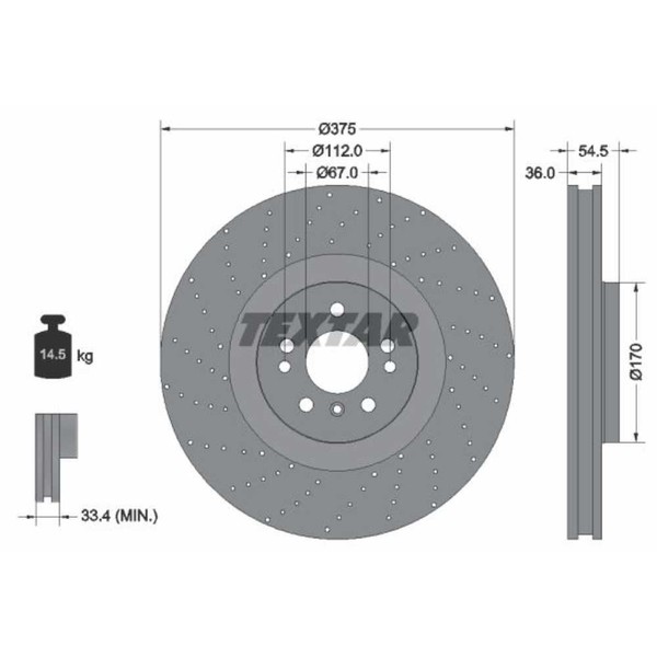 Textar 2X Bremsscheibe Vorne Ø375 Mm FüR Mercedes-Benz GLE W166 350 D 4Matic-image