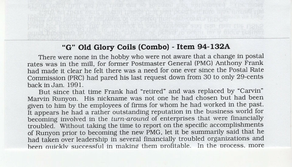 USPS FDC #2889-92 1994 32c Old Glory Stamps Hand Painted Pugh Cachet ST2248 - Image 3 of 3