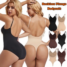 Womens Low Back Bodysuit Tummy Control Shapewear Shaper Thong