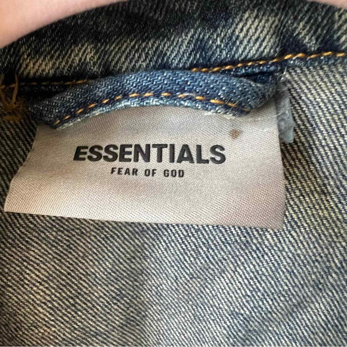 FOG Fear Of God Essentials Denim Jean Trucker Jacket Blue FOG Fear Of God Essentials Denim Jean Trucker Jacket Blue