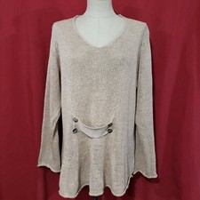 Vtg Two By Two Linen Silk Blend Beige Sweater Pullover Made in USA L