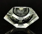 Vintage Flavio Poli Seguso Murano Sommerso Art Glass Faceted Prism Ashtray READ