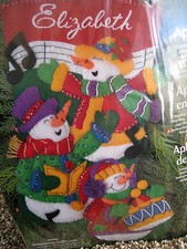 Dimensions Christmas STOCKING FELT Applique Holiday Craft Kit,SINGING TRIO, 8096