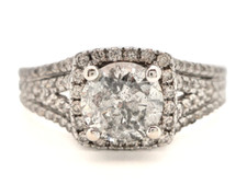 14K WHITE GOLD ROUND DIAMOND HALO ENGAGEMENT RING