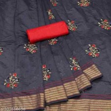New Chanderi Cotton Saree For Women Indian Sari With Art Silk Blouse Party Wear