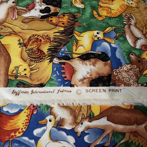 Hoffman Country Farm Animals Novelty Print Quilt Fabric Pig Cow Duck 1 yd F3072 - Picture 6 of 6
