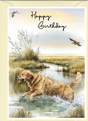 Golden Retriever Hund (4''x 6'') Geburtstagskarte - innen leer - von Starprint
