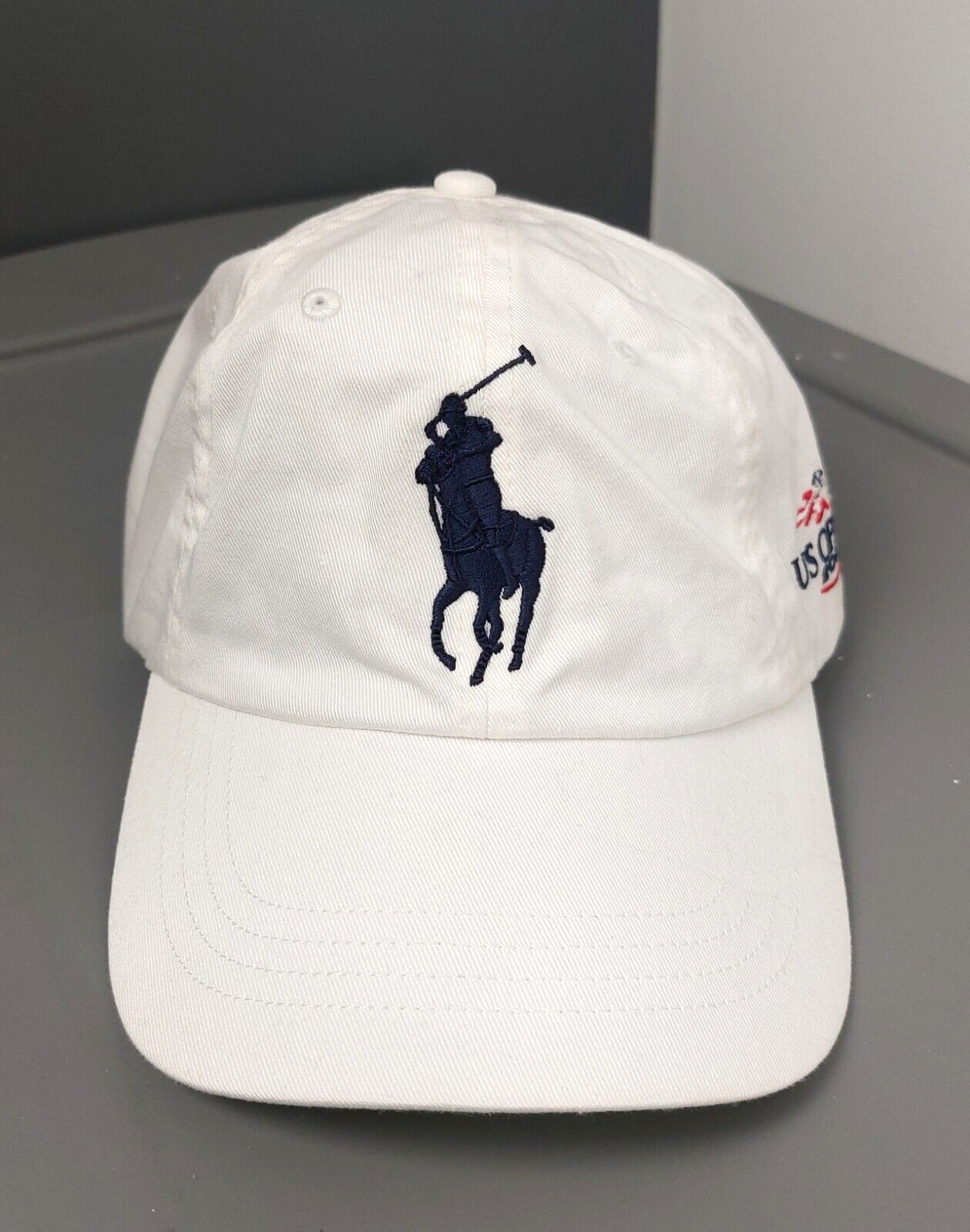 POLO Ralph Lauren Bianca US Open Tennis 2014 Big Blue PONY NUOVA