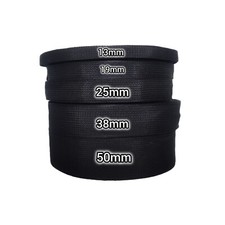 Black 13-50mm Heavy Duty Polypropylene Webbing Strap, Belt and Lashing 10 meter