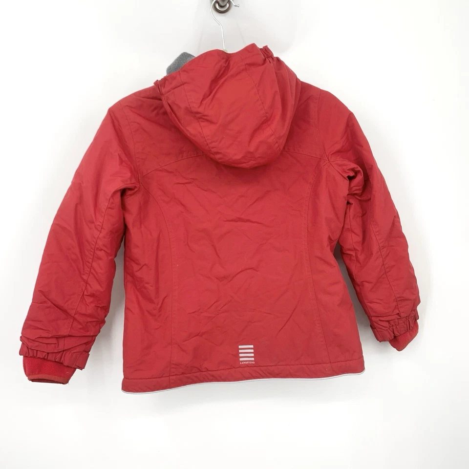 Lands End Youth Kids Size Small 7+ 8+ Jacket Squall Waterproof Coat Red Lined - Image 4 of 4