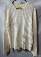 JC Penney JCP Merino Blend Off-White Cable Knit Sweater Womens XL Crewneck