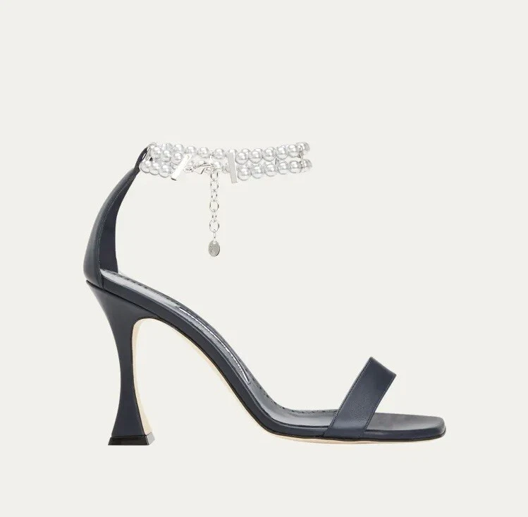 MBT Sandali Manolo Blahnik Charona 105 impreziositi da finte perle taglia 39 5