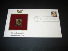 1988 Christmas MADONNA AND CHILD FDC Gold GOLDEN Cover Replica Stamp