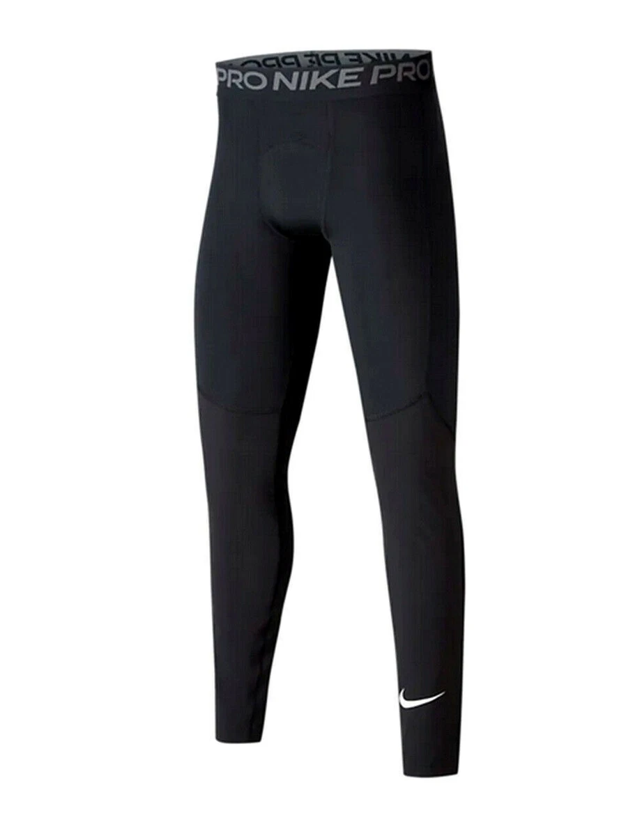 NEW!! Nike Boy's Black w/ White Swoosh Pro Training Tights Variety in Size  #174