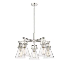 Innovations Newton Cone 5 Lt 7" Stem Chandelier, PN/Clear - 411-5CR-PN-G411-7CL
