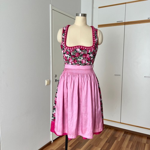 Floral Bavarian Trachten Dirndl w/Apron German Oktoberfest Folk Dress EU 38