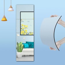 4-Piece Thick Acrylic Mirror Set for Walls, 12 x 12 inch self-Adhesive Framel...