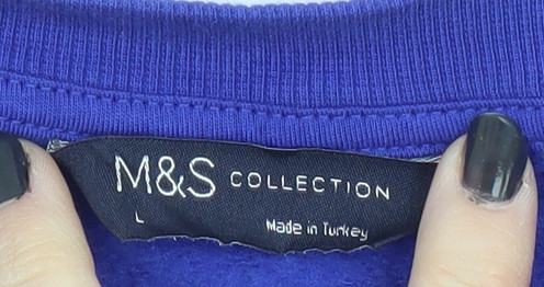 Marks and Spencer Women's Blue Logo Pullover Sweatshirt L - Picture 4 of 12