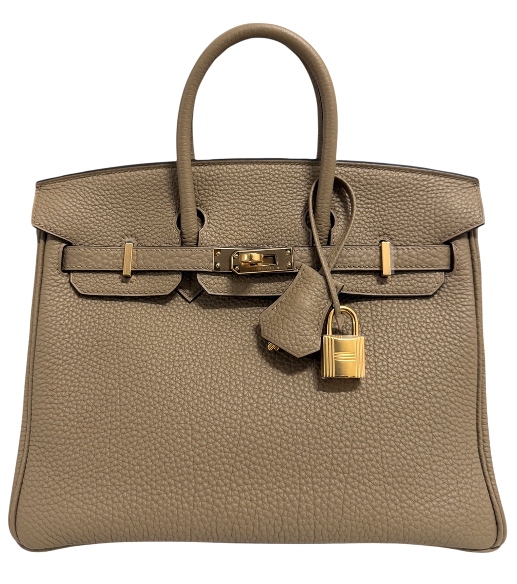 Hermes Birkin 25 Beige Marfa Togo Leather Gold Hardware NEW