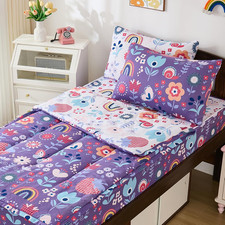 Purple Floral Zipper Bedding Set for Girls - Full Comforter  Sheets All Seasons