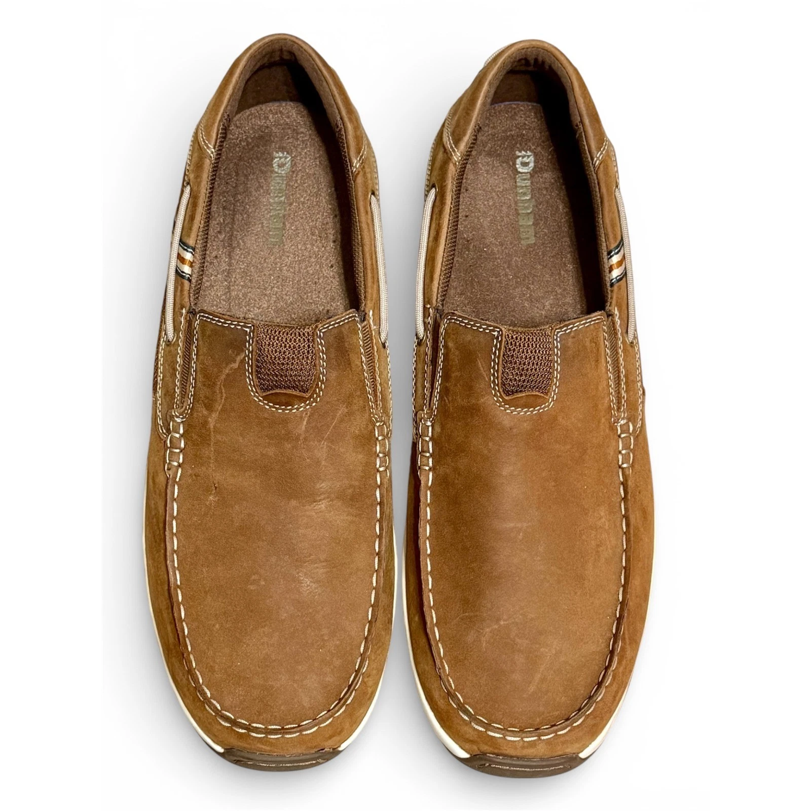 Dunham Mens Size 14/EE Windward Brown Leather Boat Shoes Slip On Loafers Wide