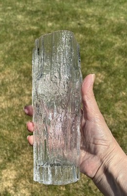 VTG Tapio Wirkkala Iittala Avena Ice Glass Vase 7  Signed Finland 3429 MCM READ