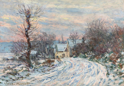 Snowy Village Road Poster - Winter Season Wall Art - 16x12/20x16/24x18/36x24